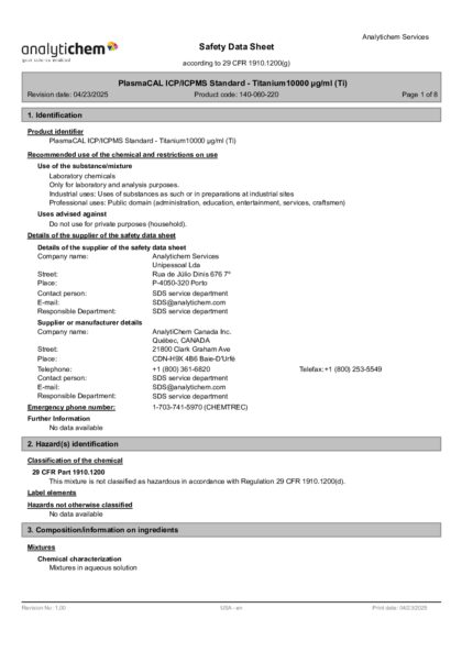 Primeira página: Ficha de segurança