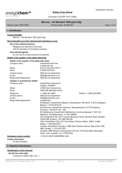 Primeira página: Ficha de segurança