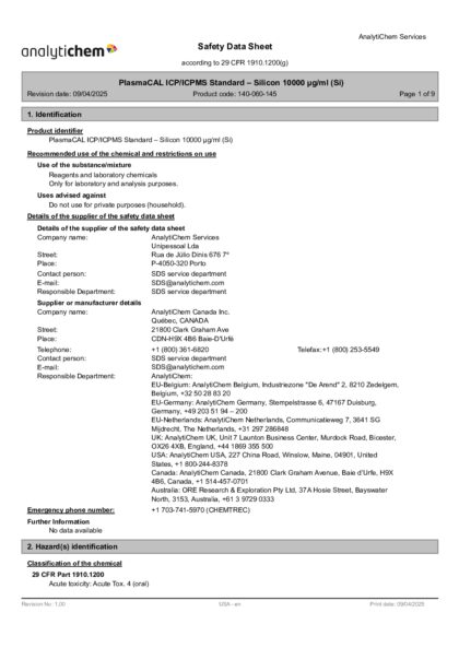 Primeira página: Ficha de segurança