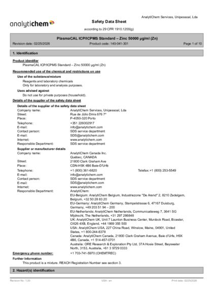 Primeira página: Ficha de segurança