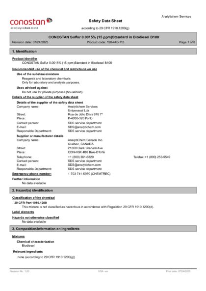 Primeira página: Ficha de segurança