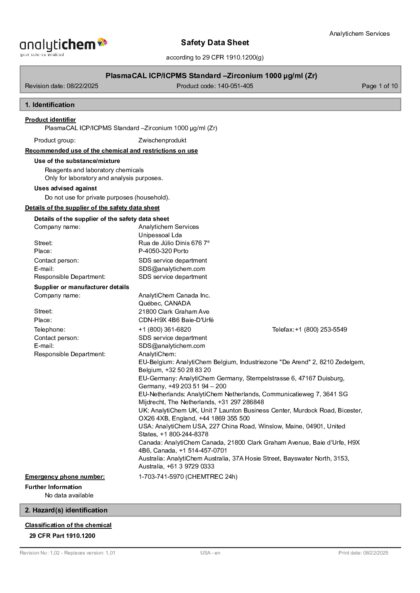 Primeira página: Ficha de segurança