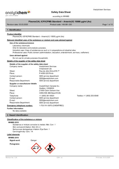 Primeira página: Ficha de segurança