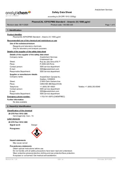 Primeira página: Ficha de segurança