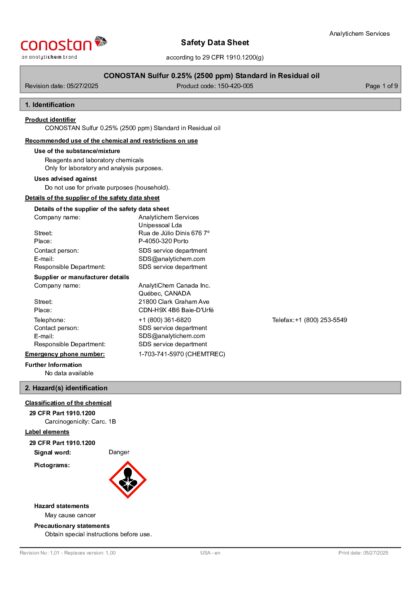Primeira página: Ficha de segurança