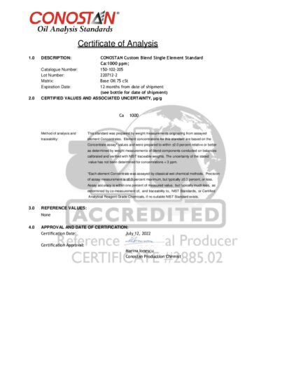 Primeira página: Certificado de análise, lote 220712-2