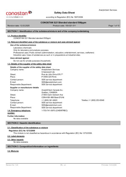 Primeira página: Ficha de segurança