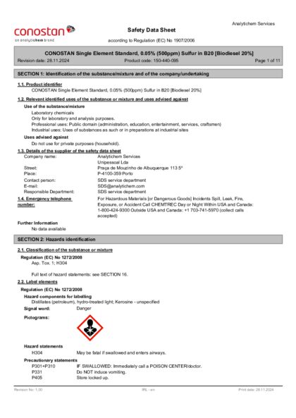 Primeira página: Ficha de segurança