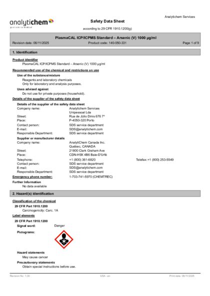Primeira página: Ficha de segurança