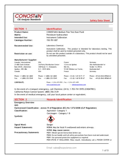 Primeira página: Ficha de segurança