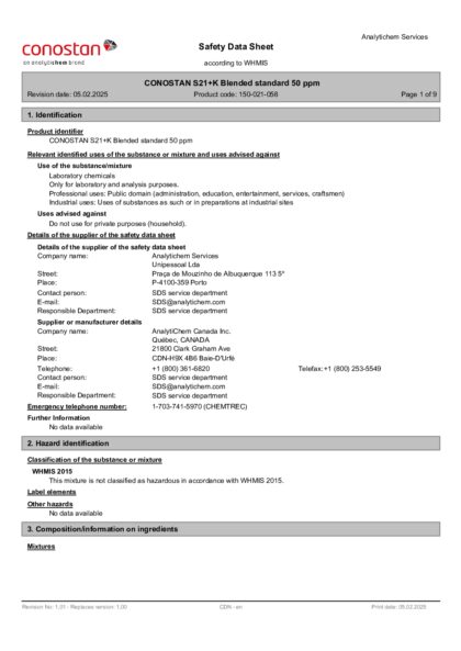 Primeira página: Ficha de segurança