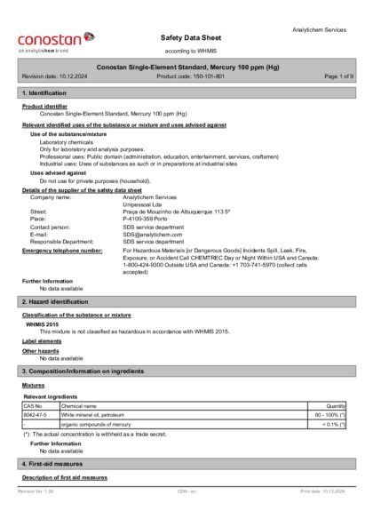 Primeira página: Ficha de segurança
